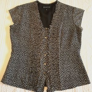 Jones New York 100% Silk Blouse Small Brown Print